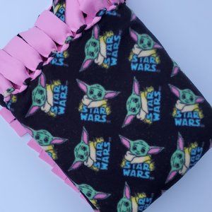 Extra Large Adult Starwars Grogu print  Fleece, No Sew , No knot Blanket, 58x90